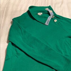 J. Crew Green Polo with Blue Striped Collar